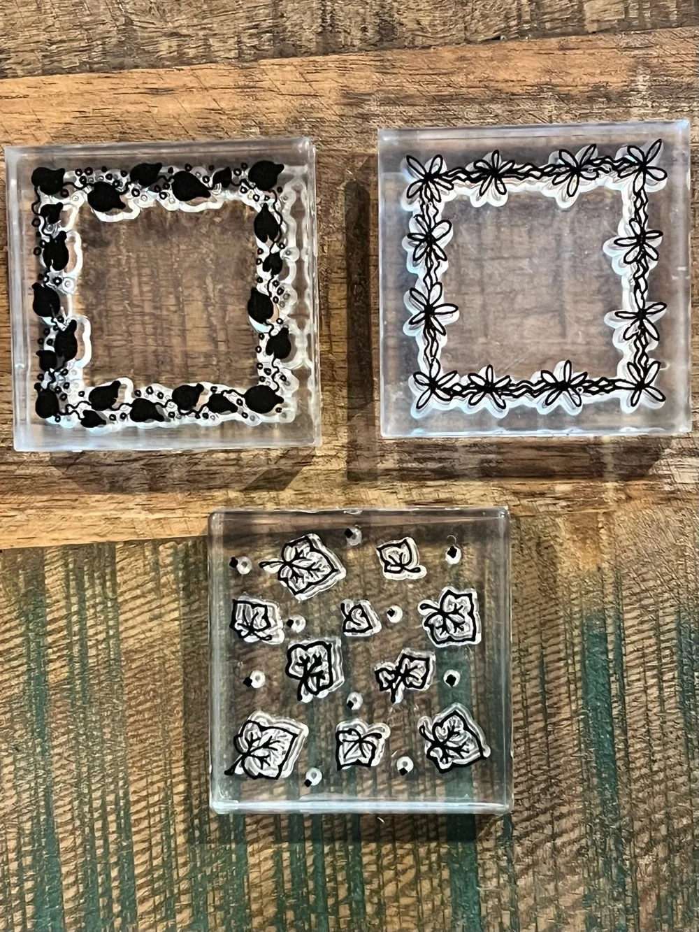 Nature Theme Acrylic Block Mounted Rubber Stamps Ivy Frames Border Floral